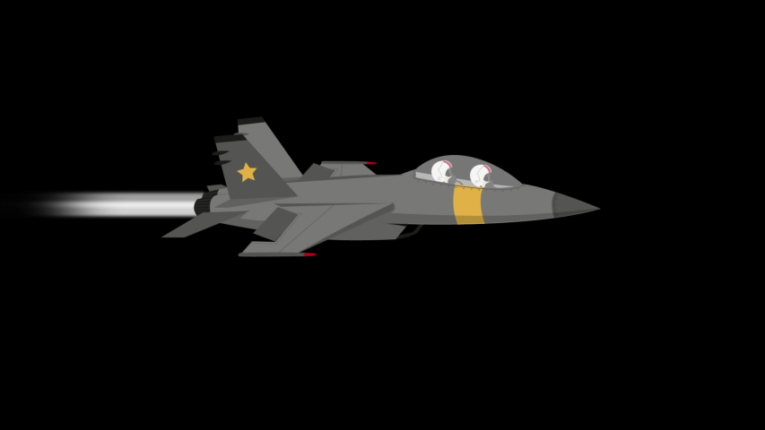 F-18 Fighter Jet animation flying over sky with alpha matte. Seamless loop