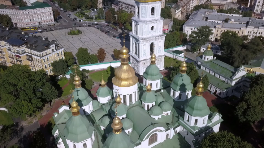 Drone flying around Saint Sophia