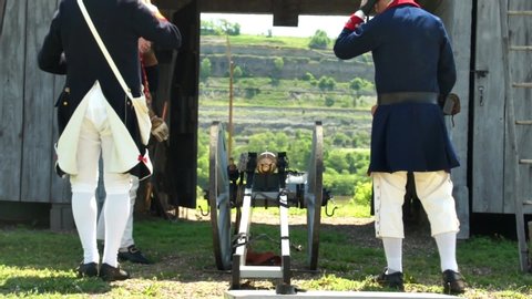 Steubenville, OH / United States - 06 03 2017: Steubenville, Ohio, June 2017 - Cannon Fired at Ohio Valley Frontier Days at Historic Fort Steuben