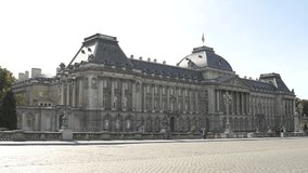 A smooth travelling wide shot of the Royal Palace in Brussels, Belgium with traffic in front of it.

Video shot on a gimbal on a sunny summer day.
