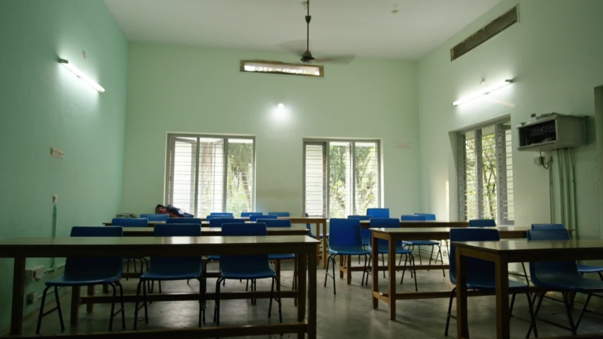 Empty classroom filmed in Asia. Filmed on Red Dragon | Shutterstock HD Video #1033385261