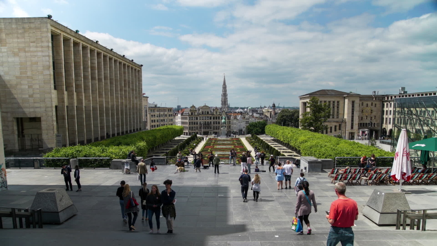Timelapse of Kunstberg in Brussels, Belgium.

A lot of people enjoying the sun on a summer day. Although it always gets a little cloudy in Belgium with a lot of moving clouds.