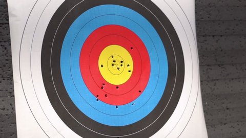 Target for archery shooting. Arrow hitting the target. Hit the goal, success and achievement concept .