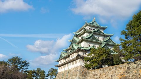 Nagoya Castle landmark in Nagoya city, Japan time lapse