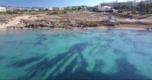 Beautiful under water rock formation drone footage Cyprus