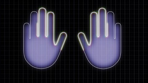 Futuristic digital processing of biometric fingerprint scanner. Futuristic digital concept of biometric reading of identitiy. Cyber futuristic app.