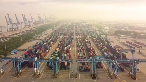 Aerial shot of Container Yard,Port Klang,Malaysia