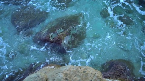 
slow motion, clear turquoise water in the ocean