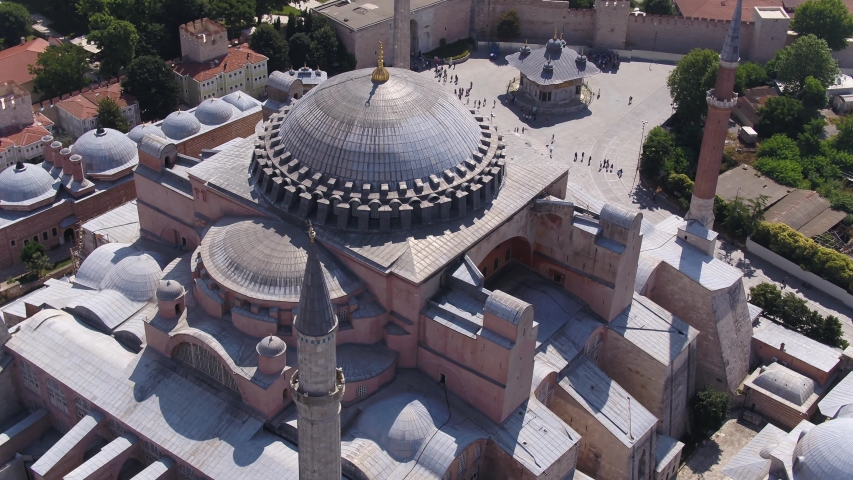 Aerial view of Hagia Sophia in istanbul 4K 