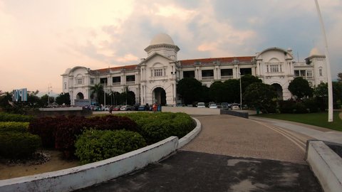IPOH,MALAYSIA-17.7.2019 : Hyperlapse Of Ipoh Railway Station Or “KTM Ipoh” With Dramatic Cloud.Ipoh Railway Station Is Main Attraction Of Ipoh Town.