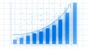 4k HUD graph with rising up arrow and bar stats,Financial data and diagrams showing a steady increase in profits,growing charts and flowing counters of numbers,Business digital trend.  - Powered by Shutterstock - Get 15% off with code: PIKWIZARD15