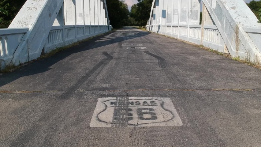 Rainbow Bridge on historic Route 66, near Baxter Springs Kansas. People from all over the world still travel over this bridge as they get their kicks on route sixty six.