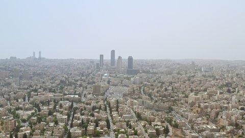 Drone shot over Amman - Jordan, June 2019