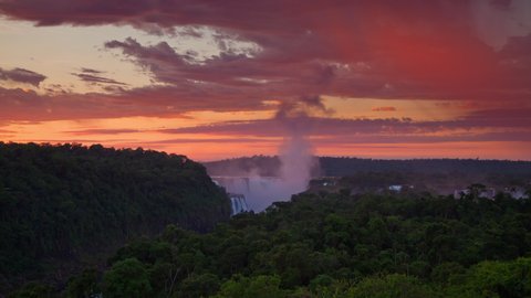 Time Lapse of the mist rising from Iguazu Falls on the border of Argentina and Brazil