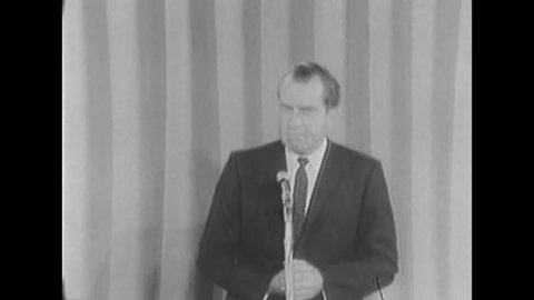 CIRCA 1968 - President-elect Nixon introduces the new Secretary of Housing and Urban Development Romney and the new Secretary of Transportation.