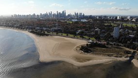 Melbourne from St.Kilda, Drone video recording
