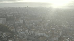 City of Porto in Portugal, 4k aerial drone skyline ungraded / raw footage