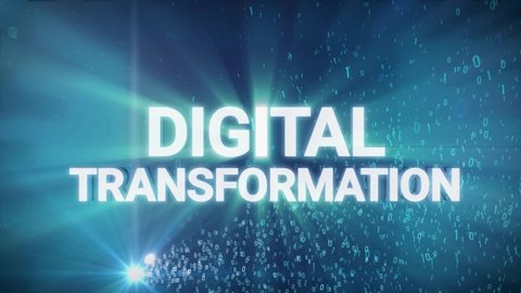 Seamless looping 3d animated digital maze with the word Digital Transformation in 4K resolution