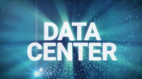 Seamless looping 3d animated digital maze with the word Data Center in 4K resolution