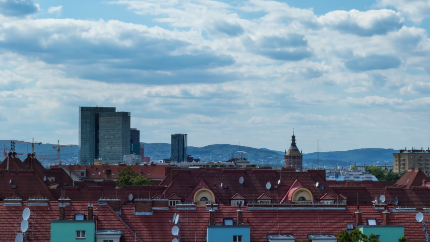 Rooftops and Skyscraper with a beautiful Sky over Vienna, Austria
