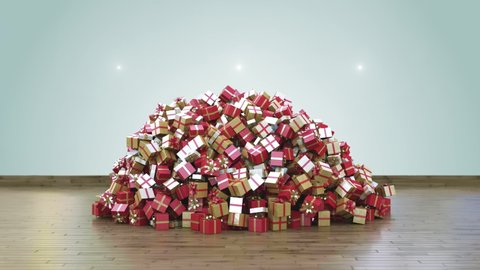 Falling Christmas Presents on a big pile
