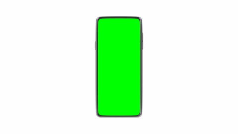 Smartphone with green screen on white background