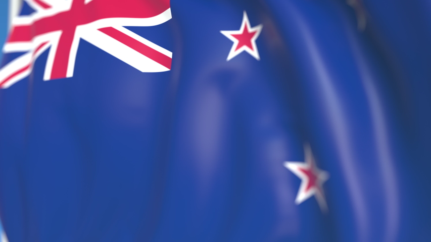 Waving national flag of New Zealand close-up, loopable 3D animation