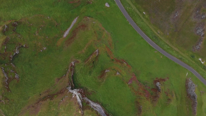 Aerial Footage over Winnats Pass, Peak District, UK
