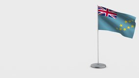 Tuvalu waving flag animation on Flagpole. Perfect for background with space on the left side.