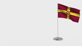 Northamptonshire waving flag animation on Flagpole. Perfect for background with space on the left side.