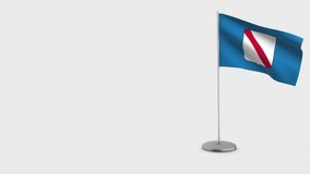 Campania waving flag animation on Flagpole. Perfect for background with space on the left side.