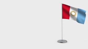 Cordoba waving flag animation on Flagpole. Perfect for background with space on the left side.