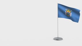 Melilla waving flag animation on Flagpole. Perfect for background with space on the left side.