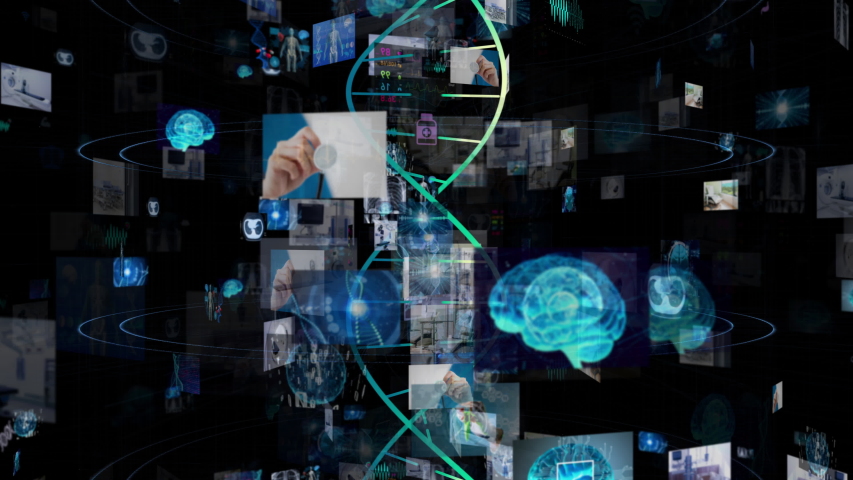 Medical technology concept. Screens in cyberspace. | Shutterstock HD Video #1033635098