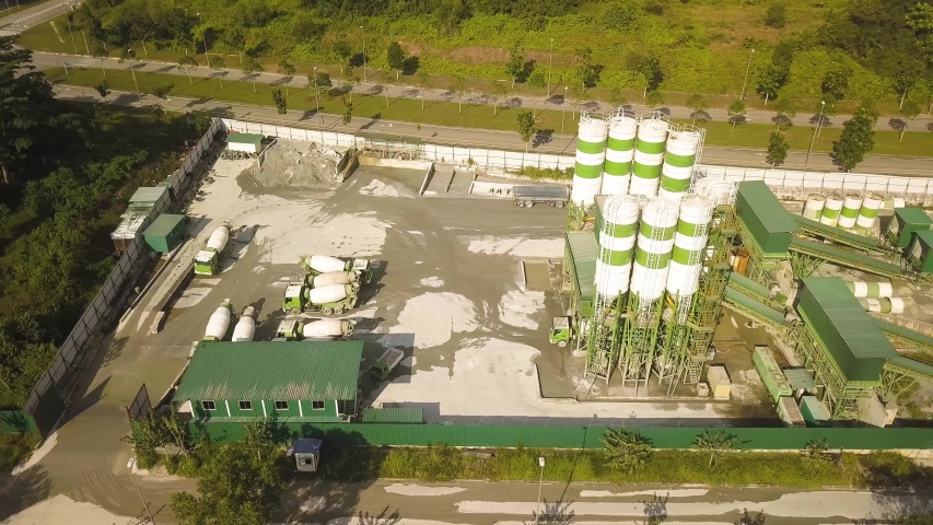 Aerial shot of construction materials plant,Johor Babru,Malaysia