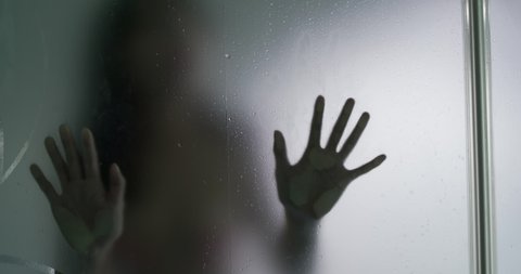 woman in domestic and rape violence and close herself in the bathroom