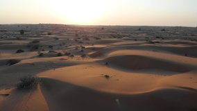 Scenic sunset in the desert aerial footage
