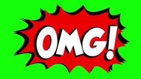 A comic strip speech bubble cartoon animation, with the words Omg, Lol. White text, red shape, green background.
 - Powered by Shutterstock - Get 15% off with code: PIKWIZARD15