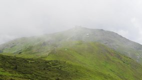 Amazing clouds in summer mountains. Timelapse of beautiful nature of Ukrainian Carpathians. UHD 4K video