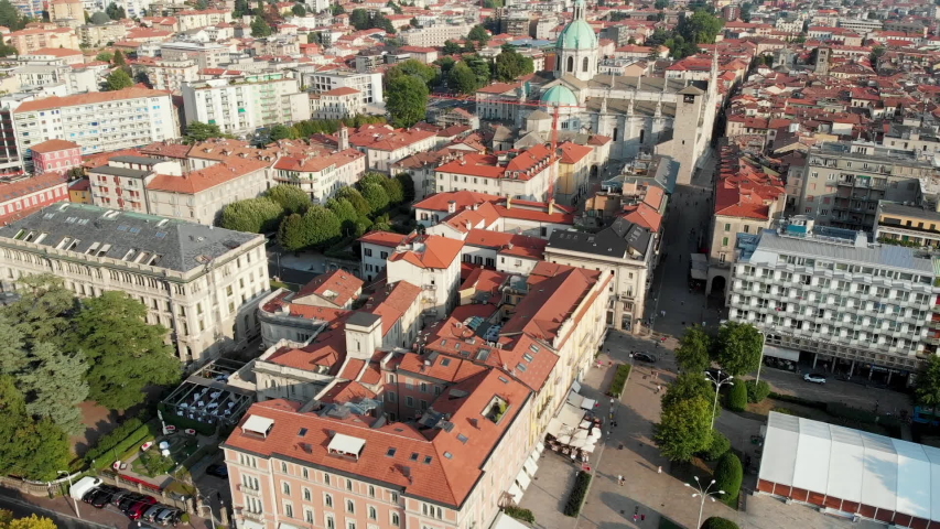 Aerial view of a Como old town, Italy, Europe.