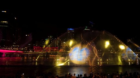 brisbane, qld / Australia - 09 09 2018: Brisbane river lightshow