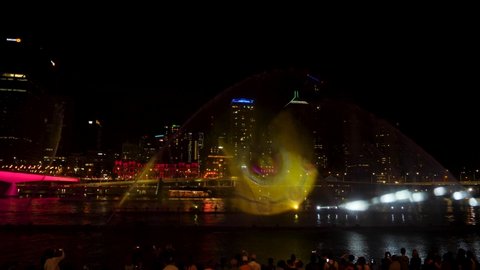 brisbane, qld / Australia - 09 09 2018: Brisbane river lightshow