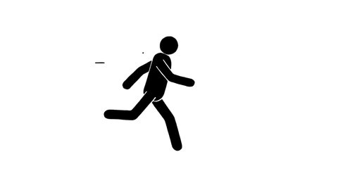 Running stick figure 2D loop animation. 