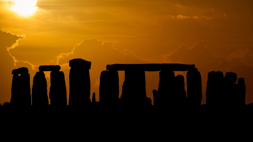Stonehenge at Sunset, Prehistoric Monument in England, UK Royalty-Free Stock Footage #1033710386
