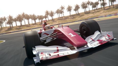 Generic race car drives along the race track - realistic high quality 3d animation - my own car design - no copyright/trademark infringement, no press credentials needed
