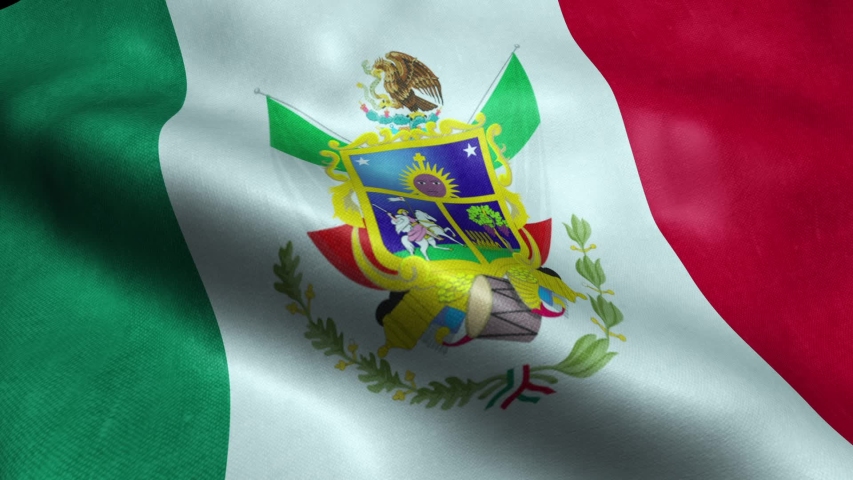Flag of the Mexico State of Queretaro Seamless Looping Waving Animation