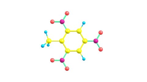 Isolated rotating TNT trinitrotoluene molecule
