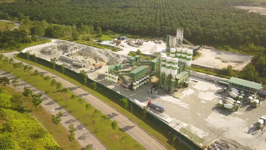 Aerial shot of construction materials plant,Johor Babru,Malaysia