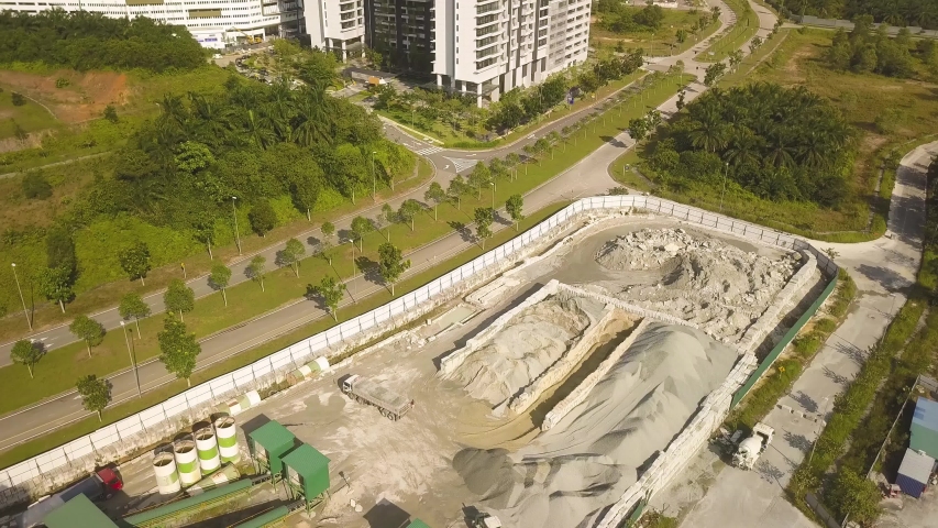 Aerial shot of construction materials plant,Johor Babru,Malaysia