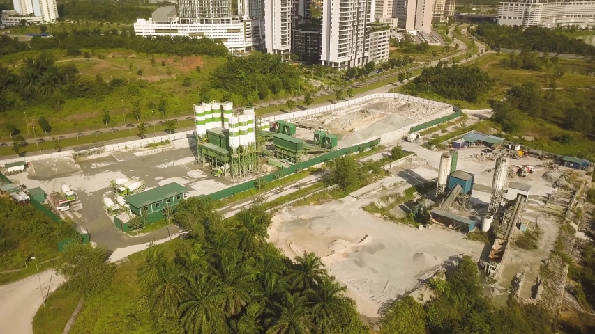 Aerial shot of construction materials plant,Johor Babru,Malaysia